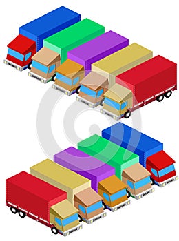 Vector delivery truck isometric set