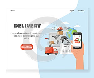 Vector delivery website landing page design template
