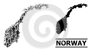 Vector Demographics Mosaic Map of Norway and Solid Map
