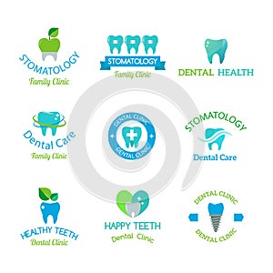 Vector dental stomatology clinic badge icon.