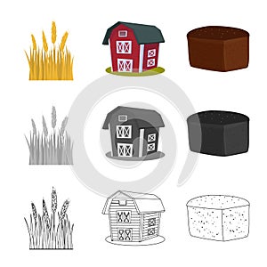 Vector design of agriculture and farming icon. Set of agriculture and plant  stock vector illustration.