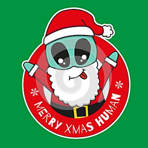 Vector design of alien wearing santa claus costumes