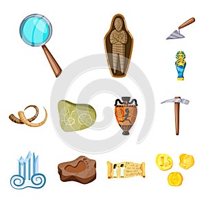 Vector design of archaeology  and historical icon. Set of archaeology  and excavation stock vector illustration.