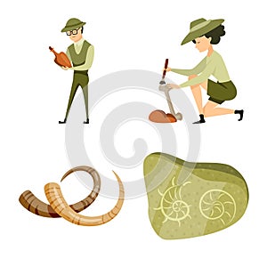 Vector design of archaeology and historical icon. Set of archaeology and excavation vector icon for stock.