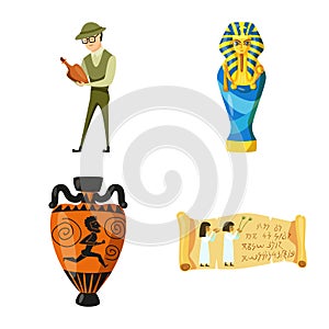 Vector design of archaeology and historical logo. Set of archaeology and excavation stock vector illustration.