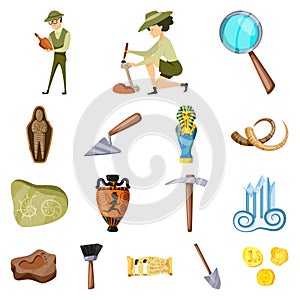 Vector design of archaeology and historical symbol. Set of archaeology and excavation stock vector illustration.