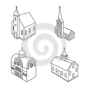 Vector design of architecture and building sign. Set of architecture and clergy vector icon for stock.