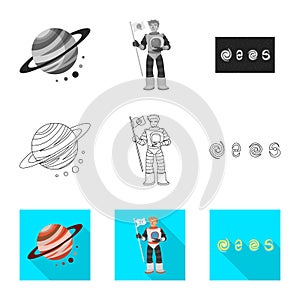 Vector design of astronomy and technology  icon. Set of astronomy and sky stock vector illustration.