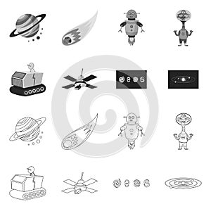 Vector design of astronomy and technology icon. Set of astronomy and sky stock vector illustration.