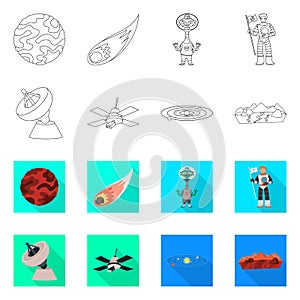 Vector design of astronomy and technology sign. Collection of astronomy and sky vector icon for stock.