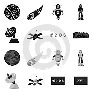 Vector design of astronomy and technology sign. Collection of astronomy and sky vector icon for stock.