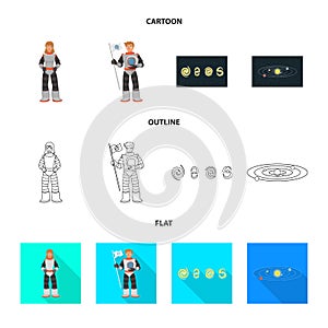 Vector design of astronomy and technology  sign. Set of astronomy and sky stock vector illustration.