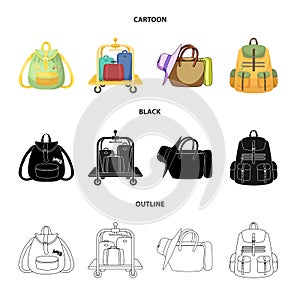 Vector design of backpack and bag logo. Collection of backpack and school vector icon for stock.