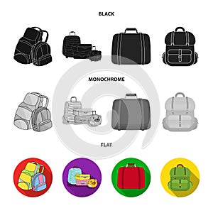 Vector design of backpack and bag  sign. Collection of backpack and school vector icon for stock.