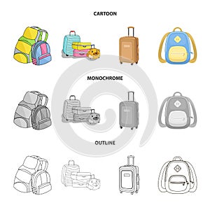 Vector design of backpack and bag symbol. Set of backpack and school stock symbol for web.