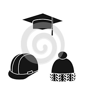 Vector design of beanie and beret sign. Set of beanie and napper stock symbol for web.