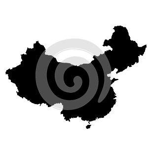 Vector design black silhouette map of china country