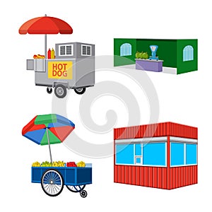 Vector design of booth and kiosk symbol. Set of booth and small stock vector illustration.