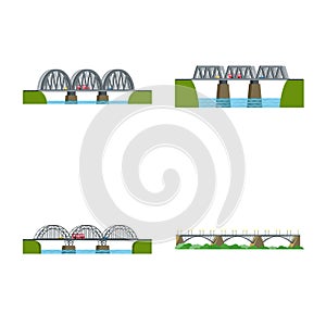 Vector design of bridgework and bridge logo. Set of bridgework and landmark stock symbol for web.