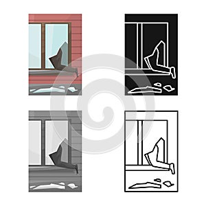 Vector design of broken and window symbol. Set of broken and security stock vector illustration.