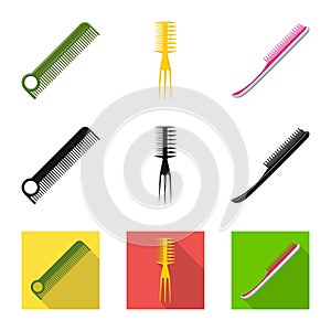 Vector design of brush and hair icon. Collection of brush and hairbrush vector icon for stock.
