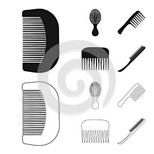 Vector design of brush and hair icon. Set of brush and hairbrush stock vector illustration.