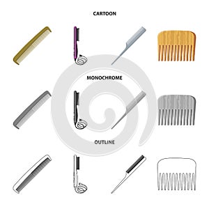 Vector design of brush and hair icon. Set of brush and hairbrush stock vector illustration. photo