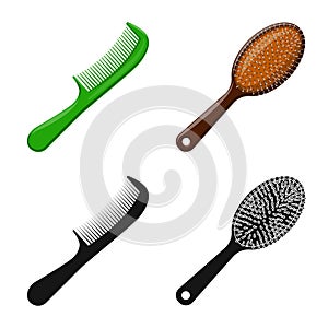 Vector design of brush and hair icon. Set of brush and hairbrush vector icon for stock. photo