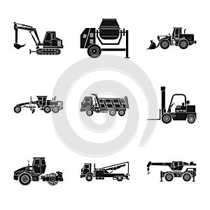 Vector design of build and construction icon. Set of build and machinery vector icon for stock.