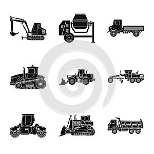 Vector design of build and construction logo. Collection of build and machinery stock symbol for web.