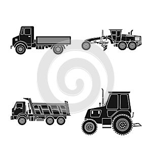 Vector design of build and construction sign. Set of build and machinery stock vector illustration.