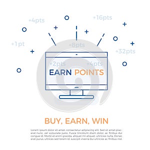 Vector design for business reward programs and customer loyalty strategy by earning points. Buy, earn points and win. photo