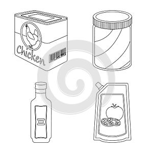 Vector design of can and food icon. Set of can and package stock vector illustration.