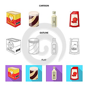 Vector design of can and food logo. Set of can and package stock symbol for web.