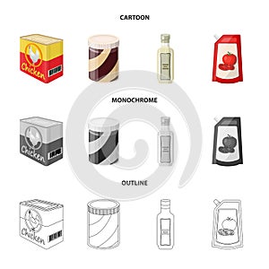 Vector design of can and food sign. Collection of can and package stock symbol for web.