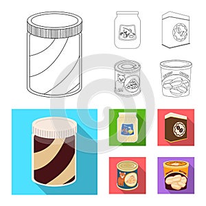 Vector design of can and food symbol. Collection of can and package stock symbol for web.