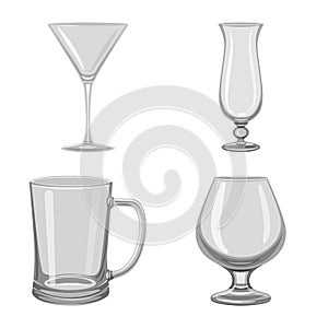 Vector design of capacity and glassware icon. Set of capacity and restaurant stock vector illustration.