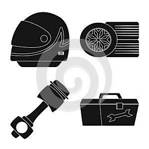 Vector design of car and rally sign. Collection of car and race stock vector illustration.