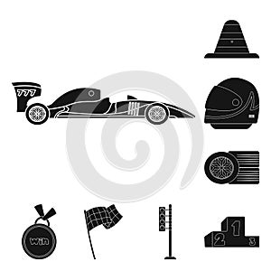 Vector design of car and rally sign. Collection of car and race stock vector illustration.