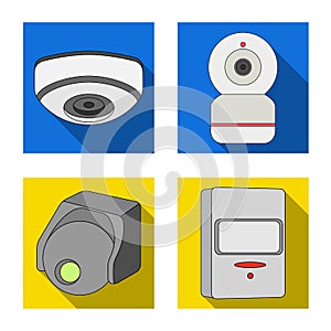 Vector design of cctv and camera icon. Set of cctv and system vector icon for stock.