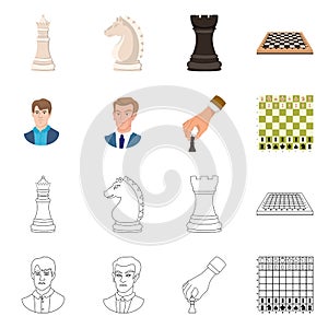 Vector design of checkmate and thin icon. Set of checkmate and target stock symbol for web.