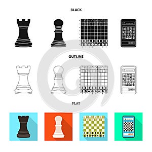 Isolated object of checkmate and thin symbol. Collection of checkmate and target vector icon for stock.