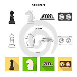 Vector design of checkmate and thin symbol. Set of checkmate and target stock vector illustration.