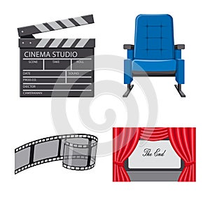Vector design of cinema and theater sign. Collection of cinema and entertainment vector icon for stock.