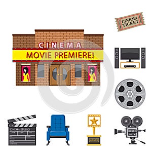 Vector design of cinema  and theater symbol. Set of cinema  and entertainment vector icon for stock.