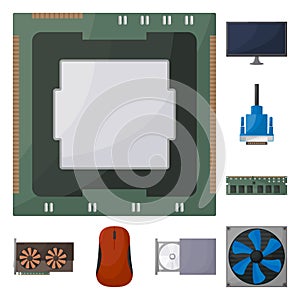 Isolated object of computer and hardware symbol. Collection of computer and component vector icon for stock.