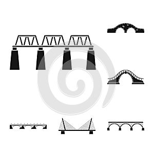 Isolated object of construct and side symbol. Set of construct and bridge stock vector illustration.