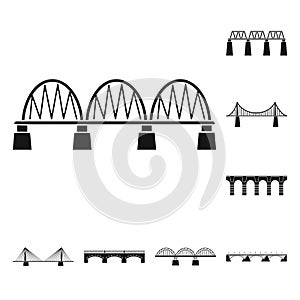 Isolated object of construct and side symbol. Collection of construct and bridge vector icon for stock.