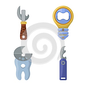Vector design of corkscrew and alcohol logo. Collection of corkscrew and uncork vector icon for stock.