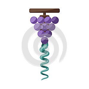 Isolated object of corkscrew-spin and wine logo. Web element of corkscrew-spin and screw vector icon for stock. photo